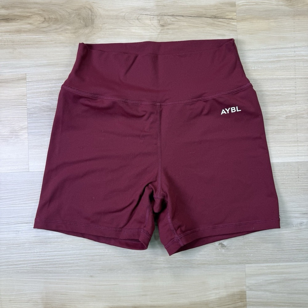 AYBL Compression Shorts Womens Size Medium Empower Seamless Burgundy Scrunch Euc